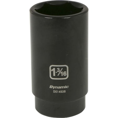 Dynamic 1/2" Drive Deep Socket, Black Phosphate, Tools 1/2" Drive 6 Point SAE, 1-3/16" Deep Length D014538
